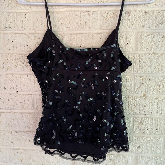 Vintage Betsey Johnson Black Sequin Mesh Flutter Two Piece - Picture 3 of 16